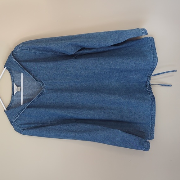 CJ Banks Embroidered Long Sleeve Denim Over Shirt 1X Blue - Picture 2 of 14